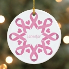 Pink Ribbon Snowflake Ornament