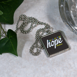 Never Give Up Hope Autism Awareness Necklace