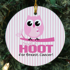 Give a Hoot Breast Cancer Awareness Christmas Ornament