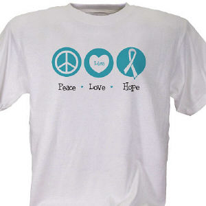 Peace, Love, Hope Cervical Cancer Awareness T-Shirt