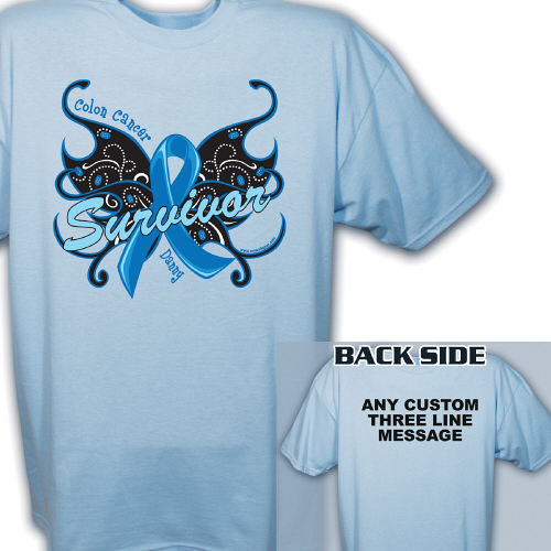 Colon Cancer Survivor Butterfly T-Shirt | MyWalkGear.com