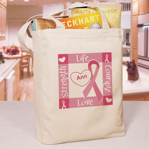 Heart Personalized Canvas Tote Bag With Satin Ribbon